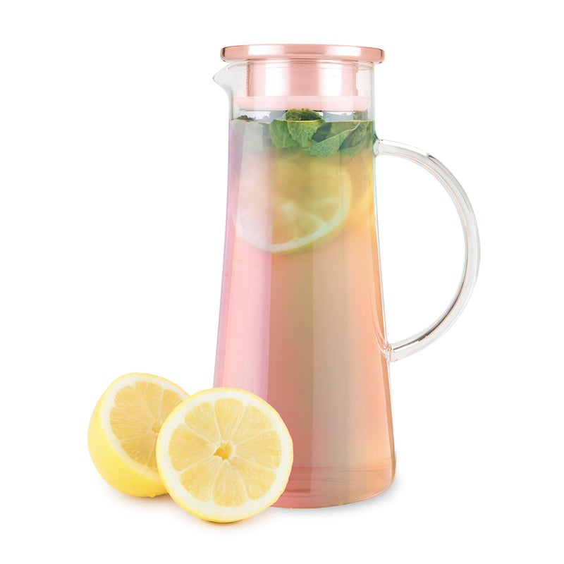 Pinky Up Charlie Iridescent Iced Tea Glass Carafe with Lid and Filter, Pitcher for Cold Coffee, Lemonade, Fruit Juices, Sparkling Water, Soda, 1.5L - Image 1